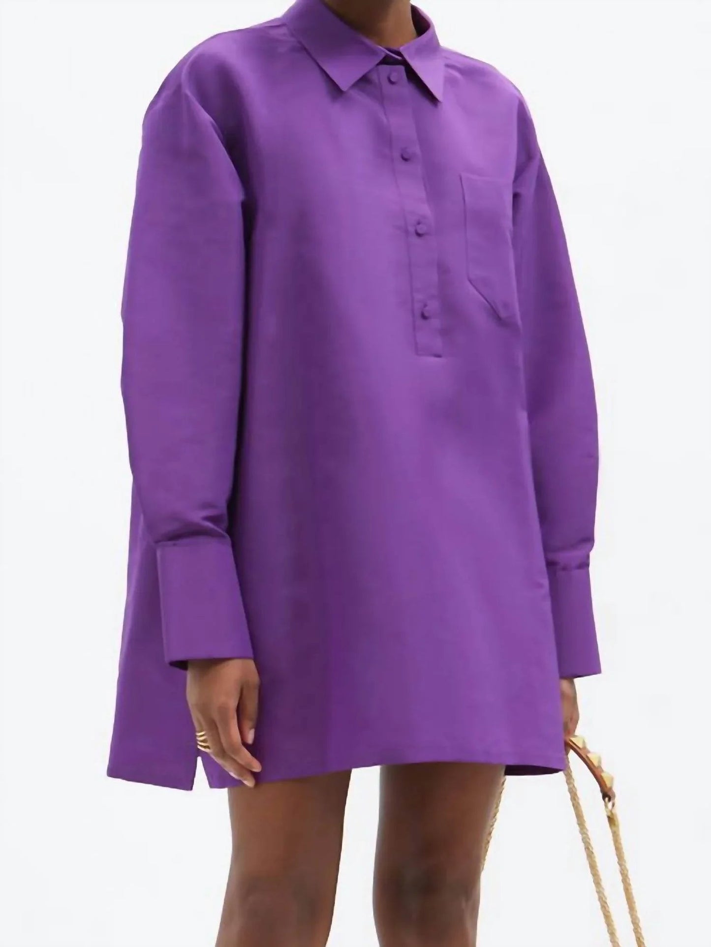 Oversized Silk Faille Shirt Dress