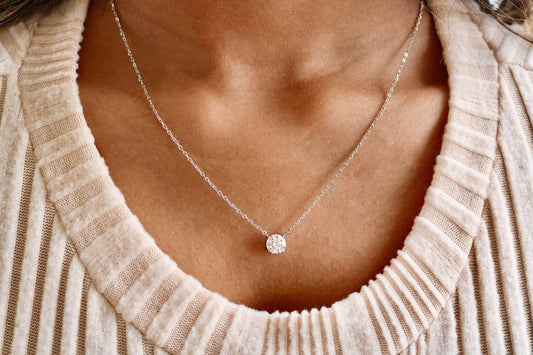 Women's Prong Round Moissanite Necklace