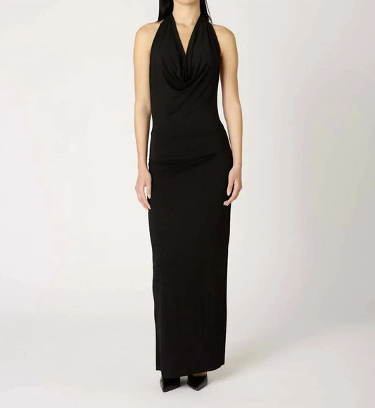 Xenia Cowl Neck Halter Maxi Dress