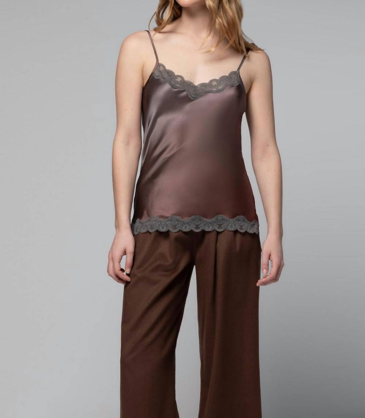 Silk Cami With Lace Trim