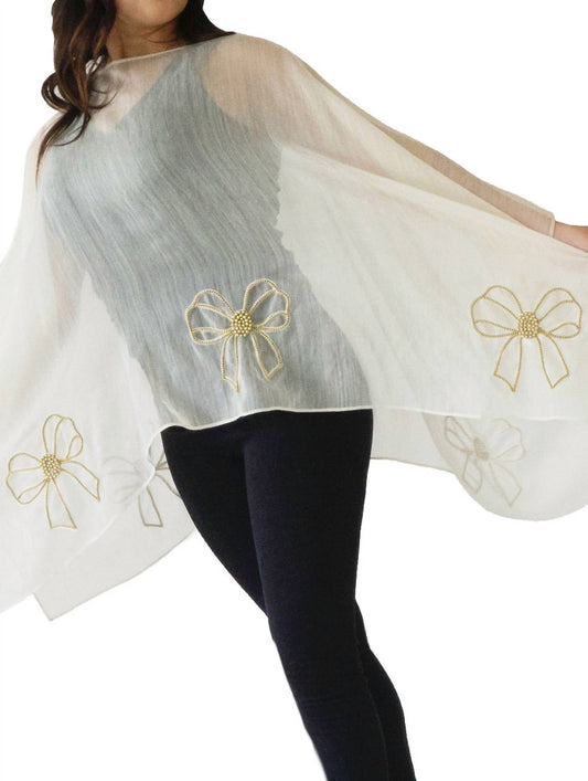 Women's Bow Embroidered Poncho