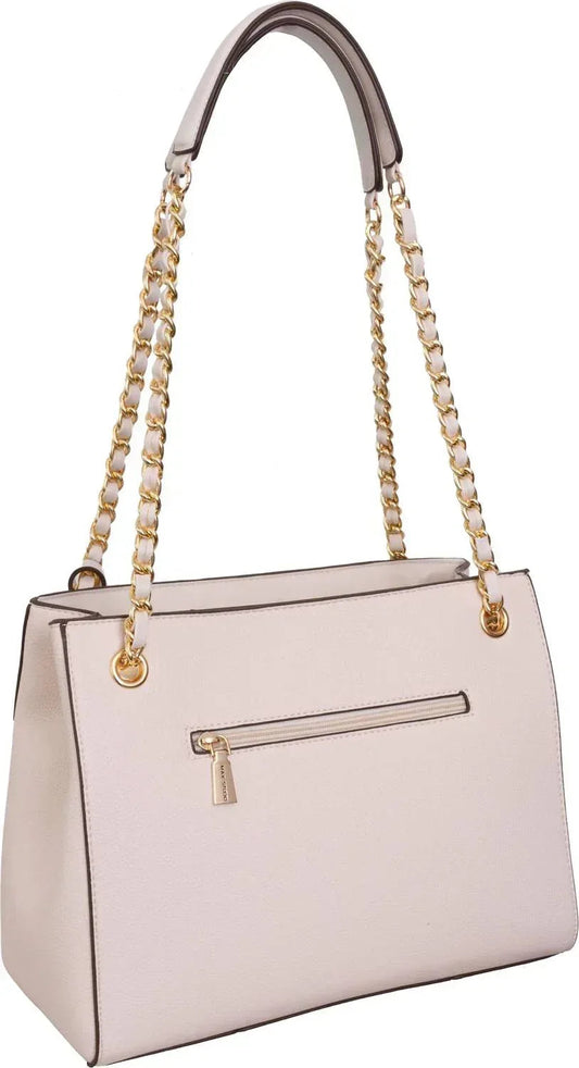 Women's Pebble Grain Double Handle Chain Tote Bag