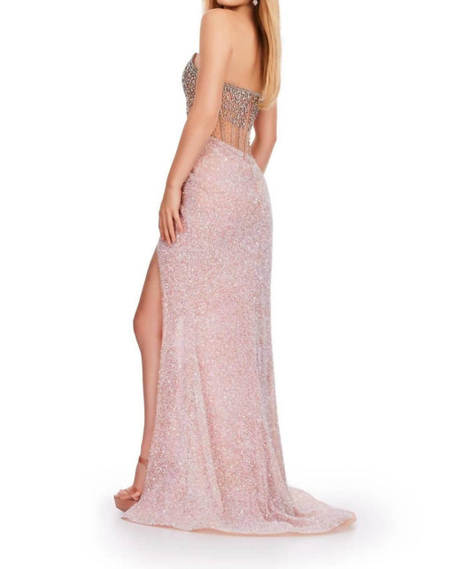Crystal Beadwork Strapless Gown