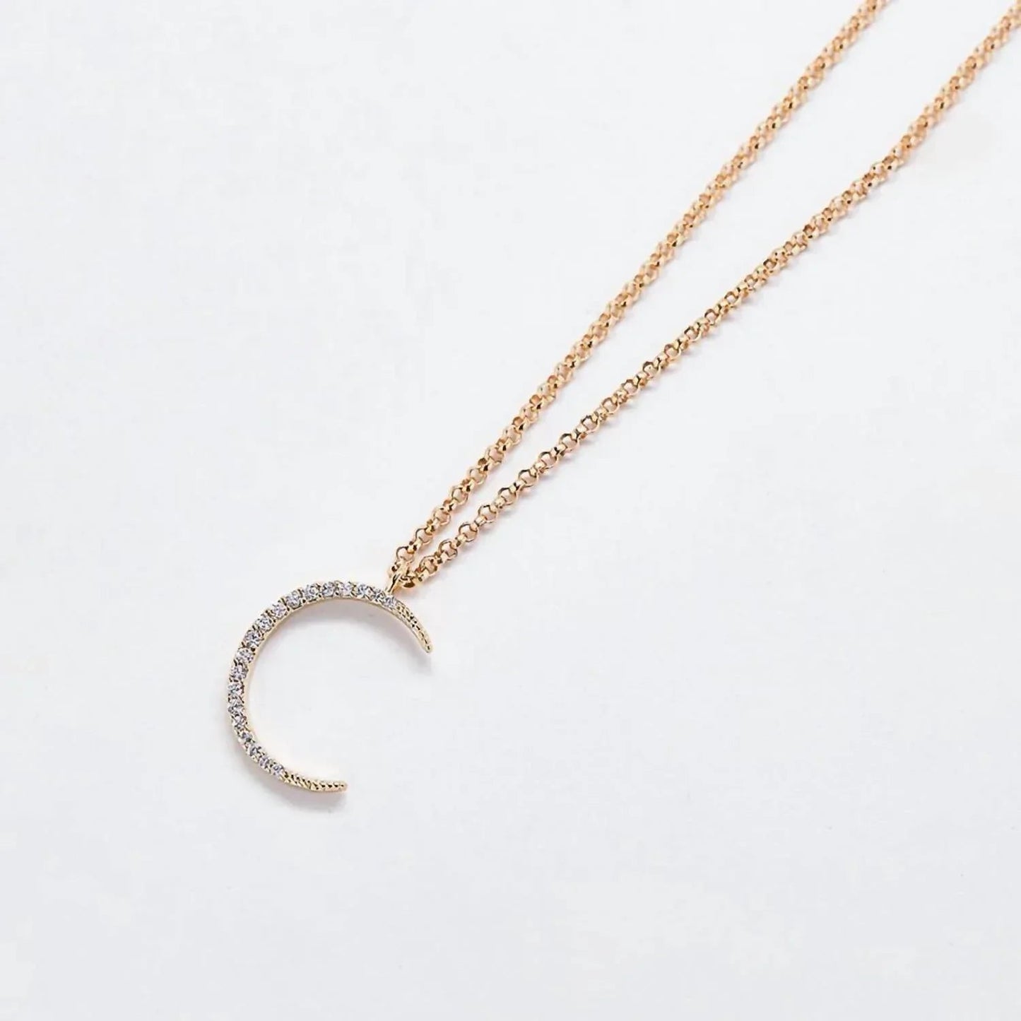 Women's Pavé Crescent Moon Necklace