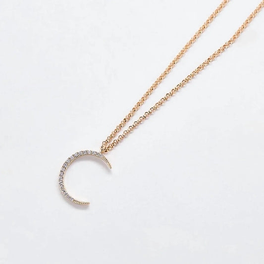 Women's Pavé Crescent Moon Necklace