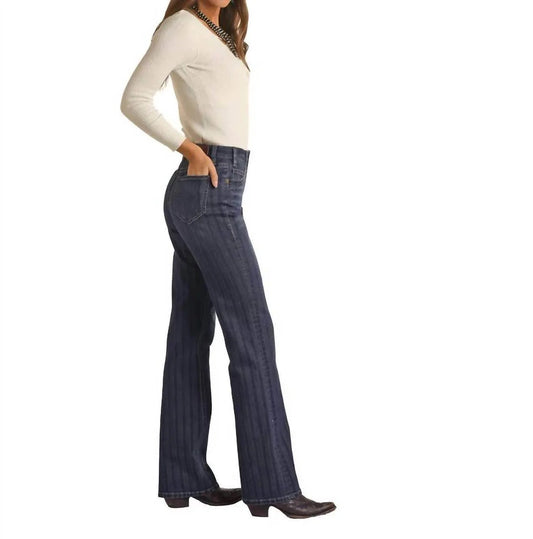 High-Rise Jeans mit tonalem Nadelstreifen und weitem Bein