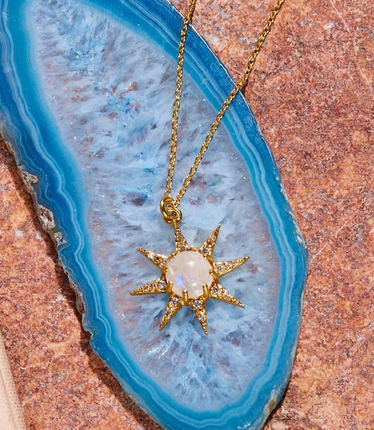 Women's Cabochon Sun Necklace