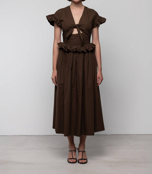 Maxikleid aus gestufter Baumwolle mit Schleife