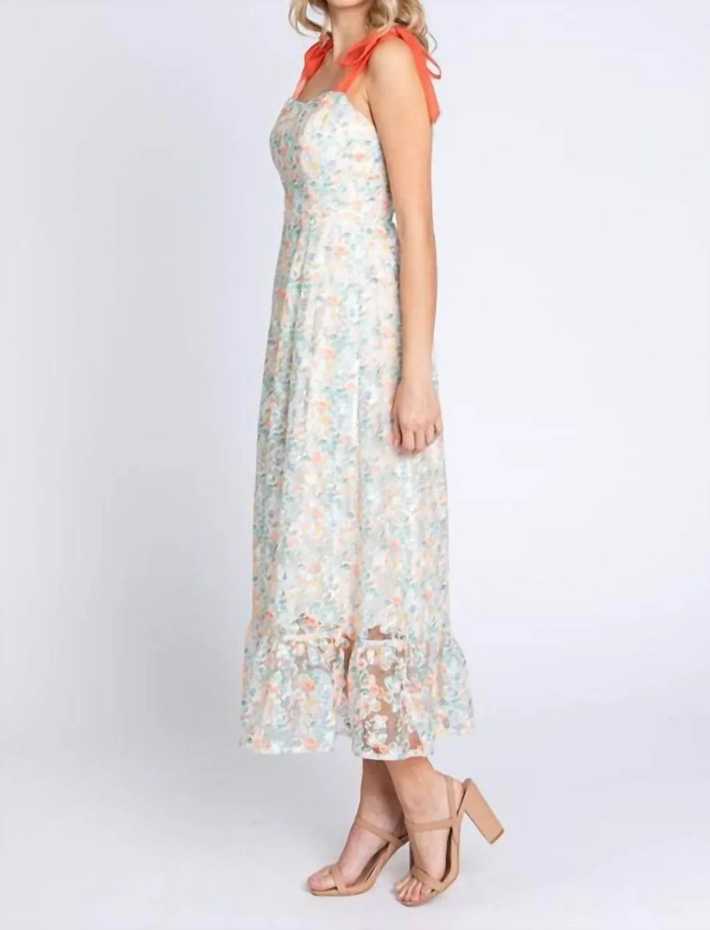 Floral Embroidered Midi Dress