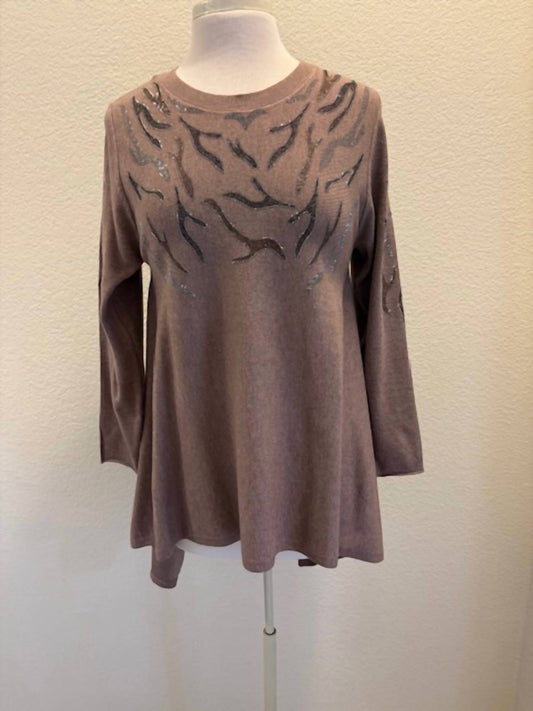 Damen Langer Strickpullover mit Pailletten