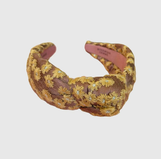 Women's Fall Floral Embroidered knotted Headband