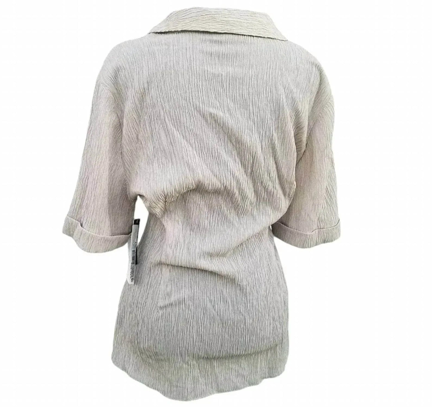 V-neck Collared Ruched Blouse