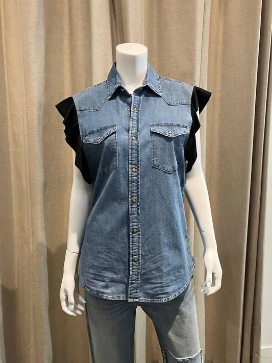 Women's Hank Vintage Western Shirt With Ruffles