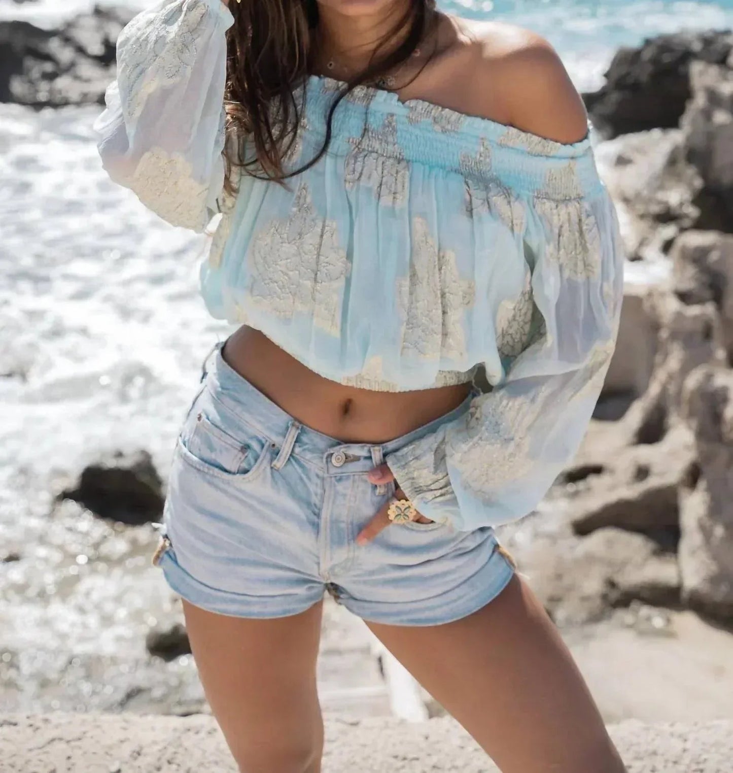 Women's Glimmer Off Shoulder Top