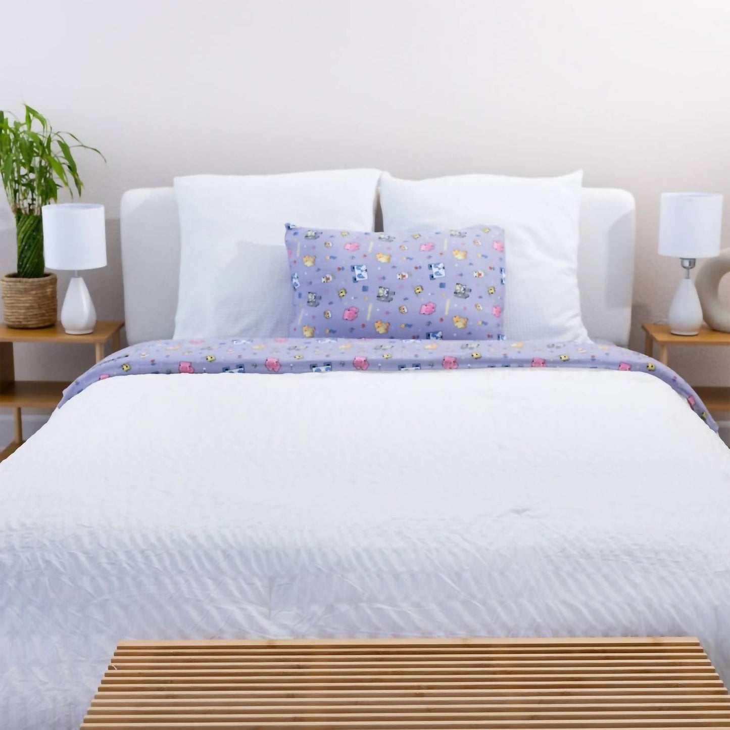 Kid's Minecraft Pixel Pals Bamboo Twin Sheet Set