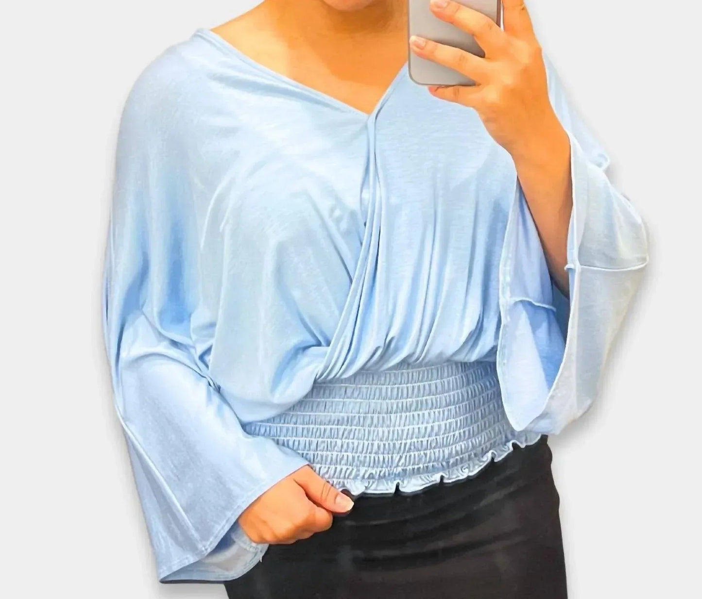 Gesmoktes V-Neck Top