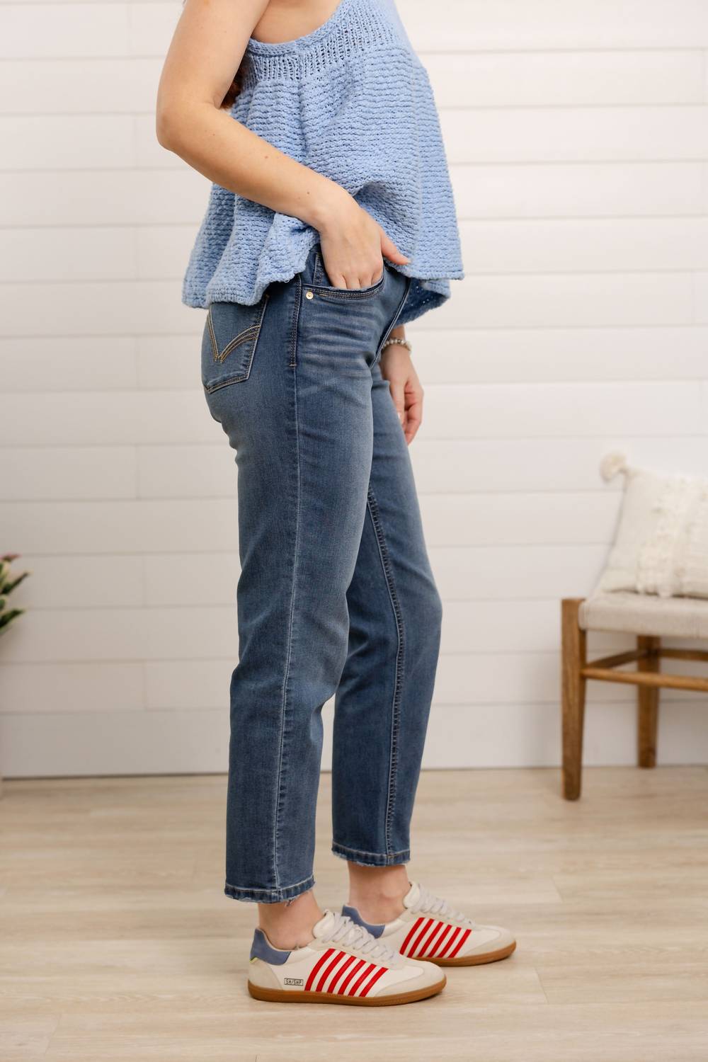 High-Rise Slim Straight Jeans
