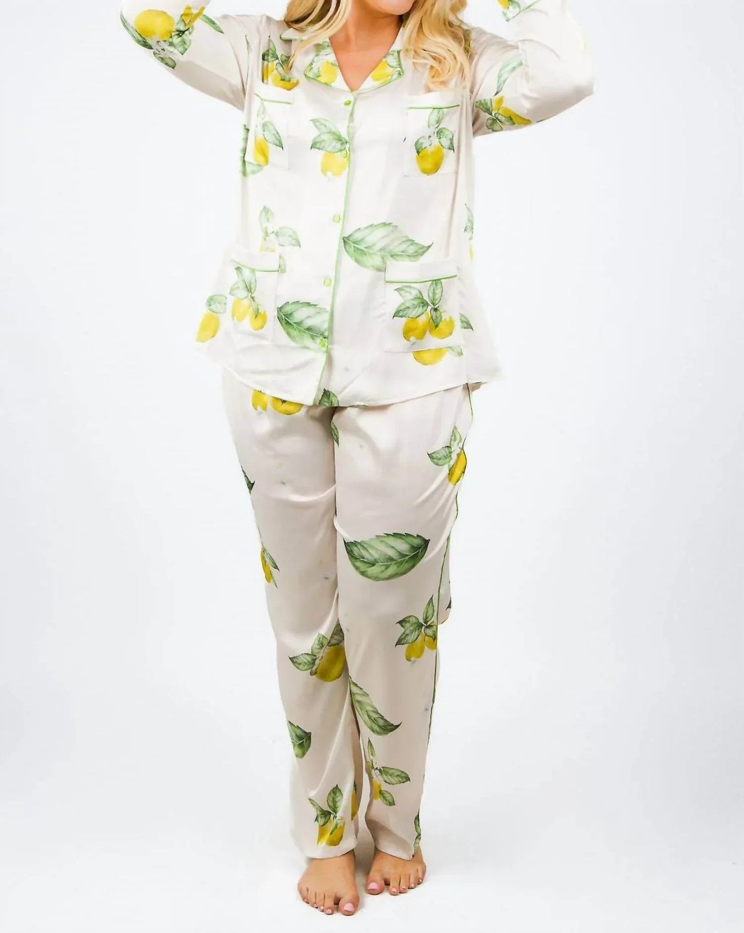 Zitronen-Pyjama-Set – Große Größen
