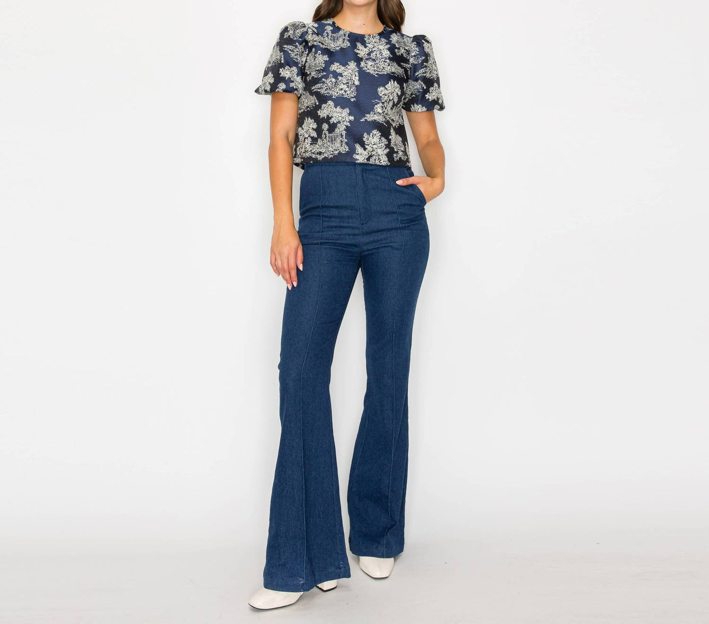Oberteil mit Jacquardmuster aus Toile