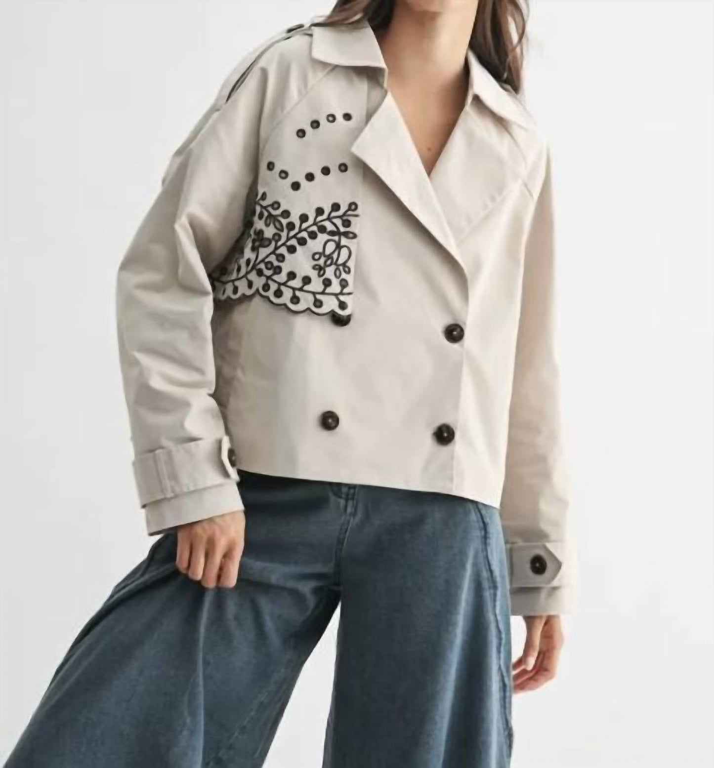 Bestickte Trenchjacke