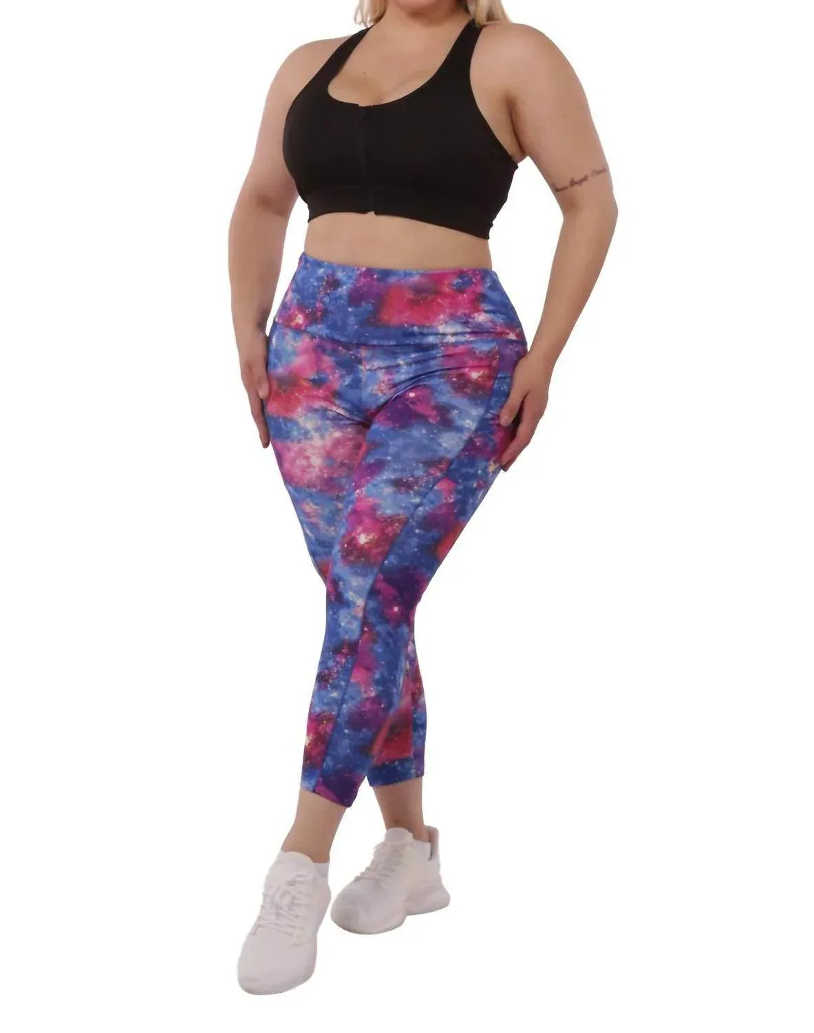 PLUS SIZE HIGH WAIST TUMMY CONTROL SPORTS LEGGINGS WITH SIDE POCKETS
