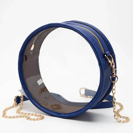 Solid Color Trim Clear Round Crossbody Bag