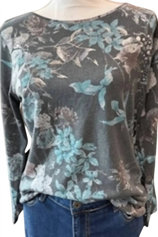 Women's Abstract Metallic Long Sleeve Top