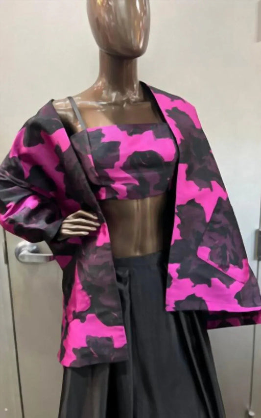 Zinzane Abstract Floral Bandeau and Jacket Set