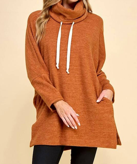 Rollkragen-Longline-Pullover-Oberteil – Plus Size