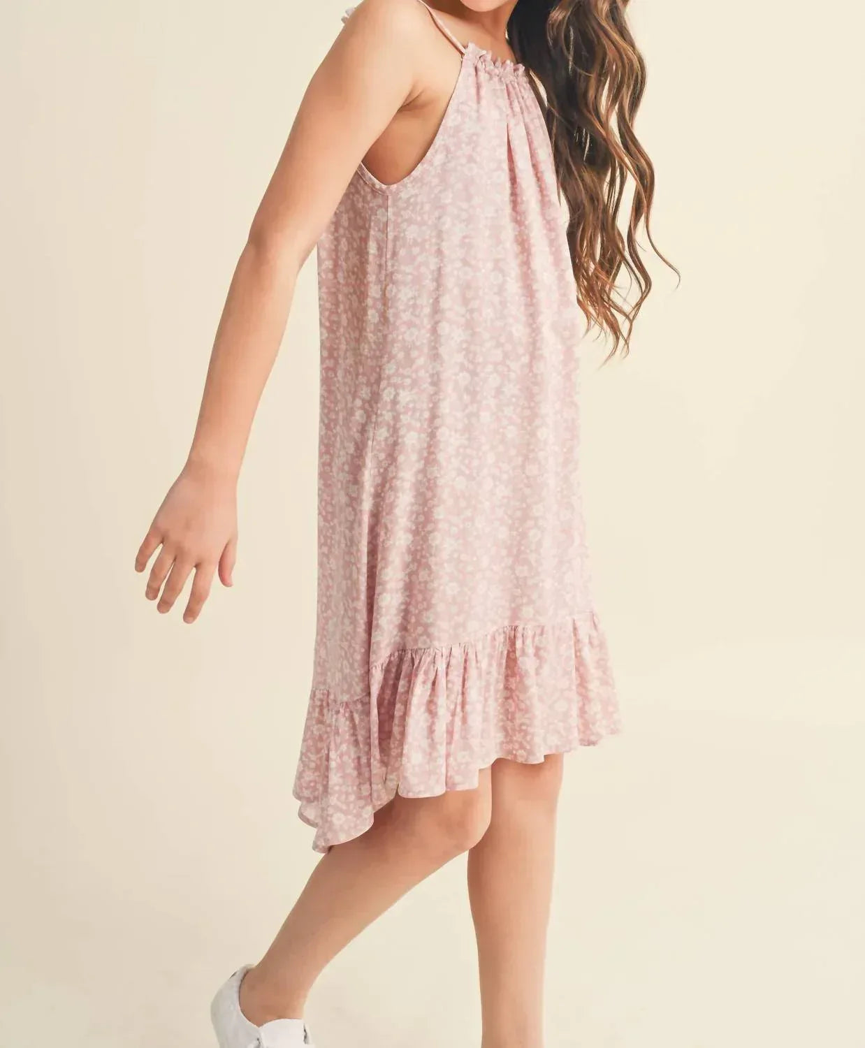 Girls Halter Flared And Flowy Dress