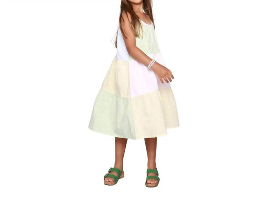 Mädchenkleid mit Vichy-Patchwork-Einsätzen