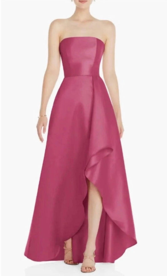 Strapless Satin High Low Formal Dress