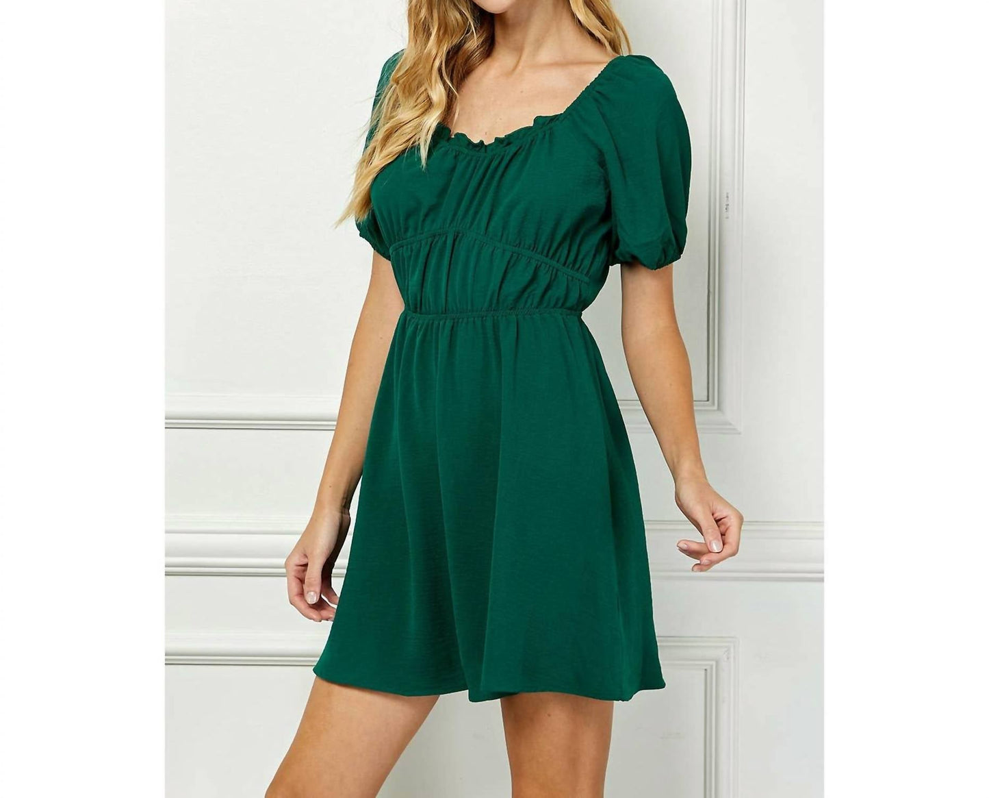 Puff Sleeve With Juliette Waist Tiered Dress