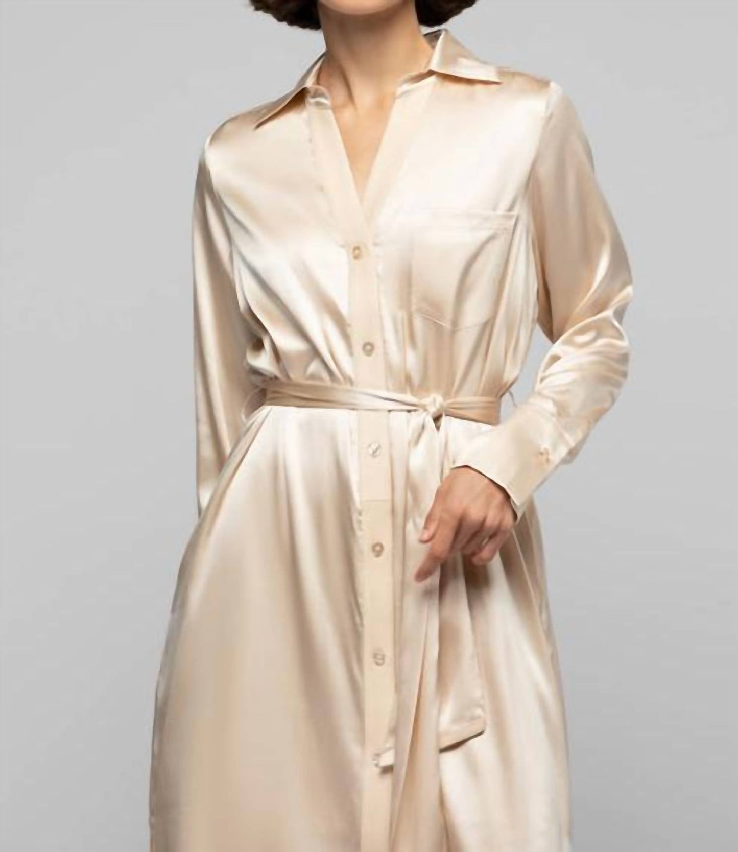 Raesa Seiden-Minikleid mit Lederdetails