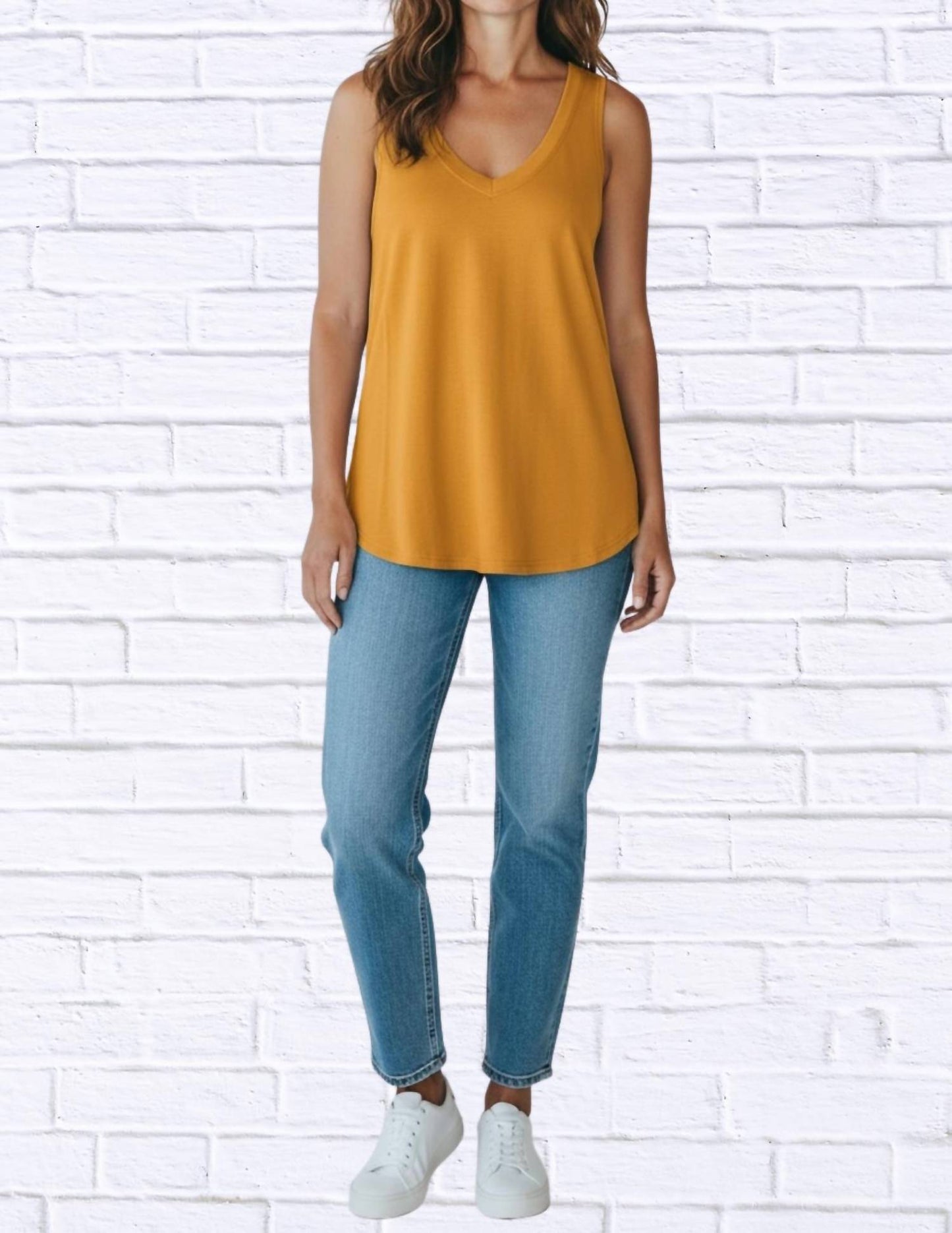 Weiches Strick-V-Neck-Top ohne Ärmel