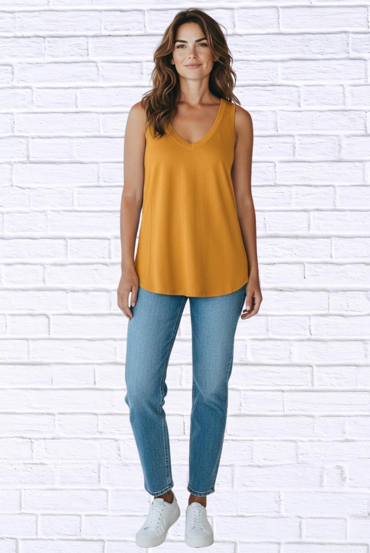 Weiches Strick-V-Neck-Top ohne Ärmel
