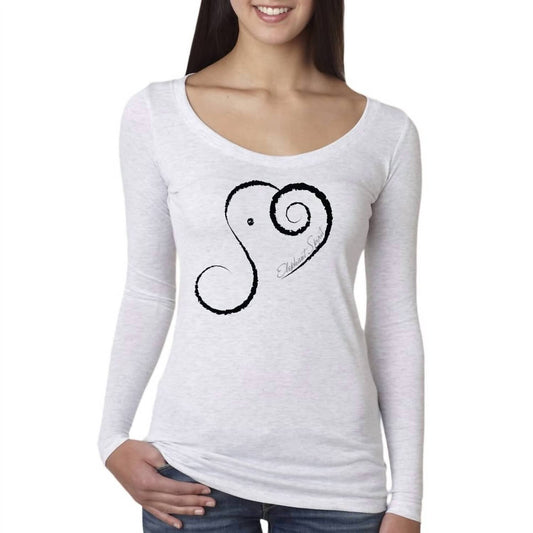 Womens Elephant Spirit Long Sleeve Scoop Neck Tee
