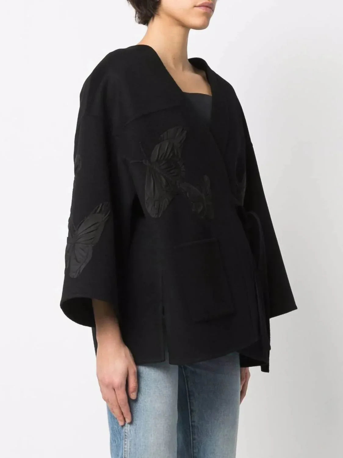 Embroidered Butterfly Wrap Jacket