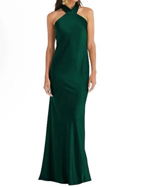 Maxikleid aus Charmeuse mit gedrehtem Neckholder