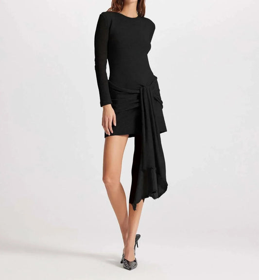 Women's Sheer Sleeve Draped Front Dress