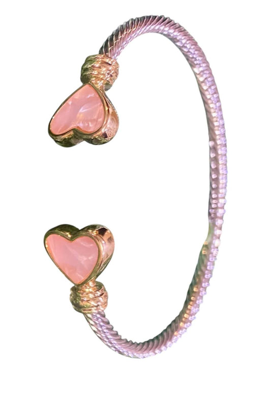 Women's Heart Cable Bracelet With Gold Accents