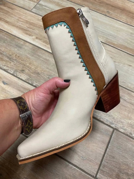 Women's Fringe Denim Boots With Conchos