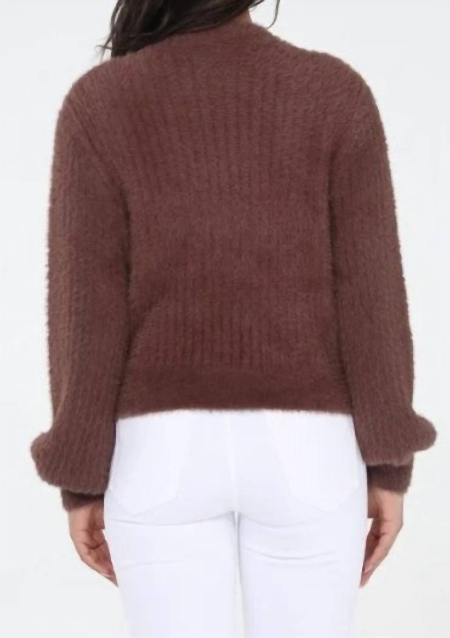 Flauschiger Knopf-Cardigan-Pullover