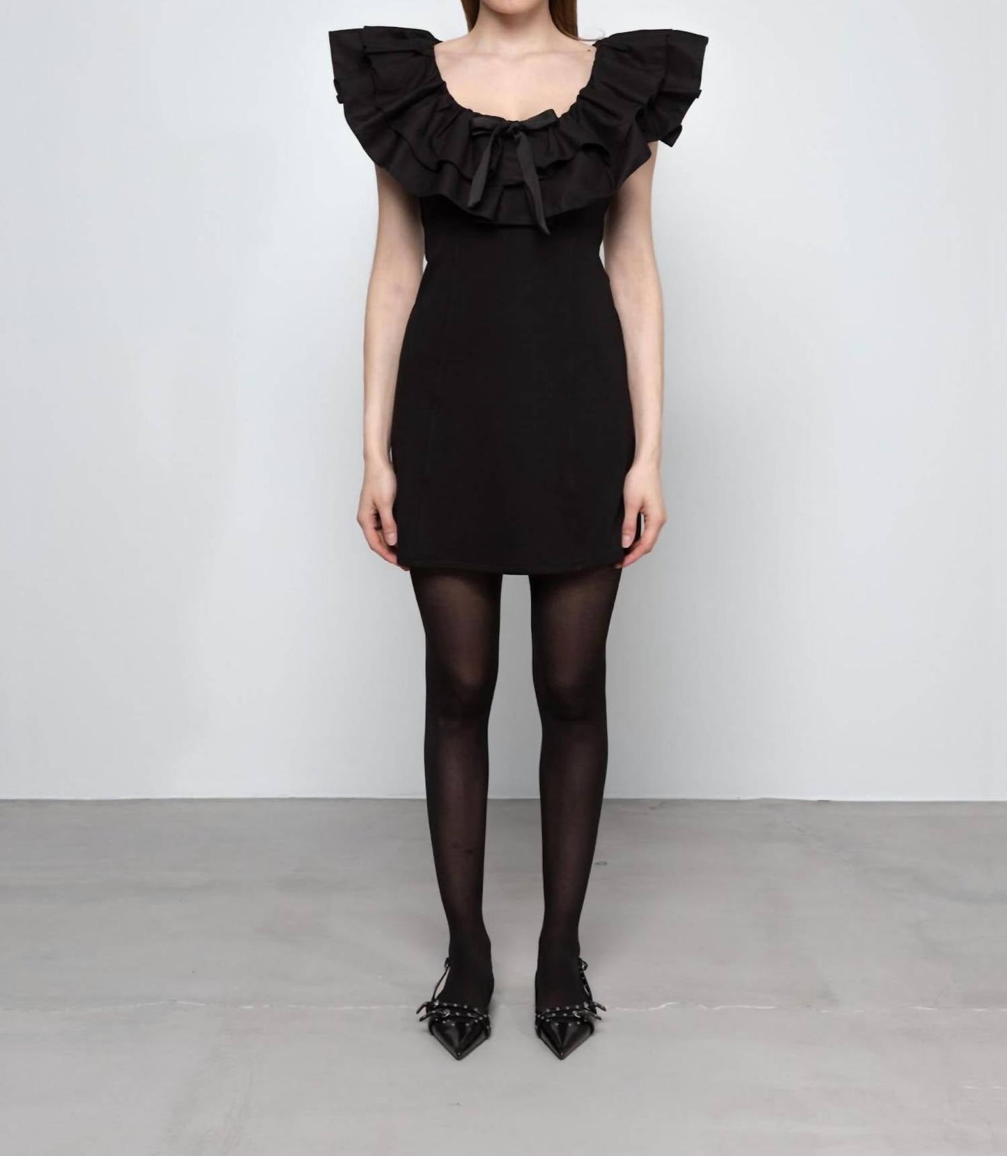 Damen Rüschen Mini Schleifenkleid