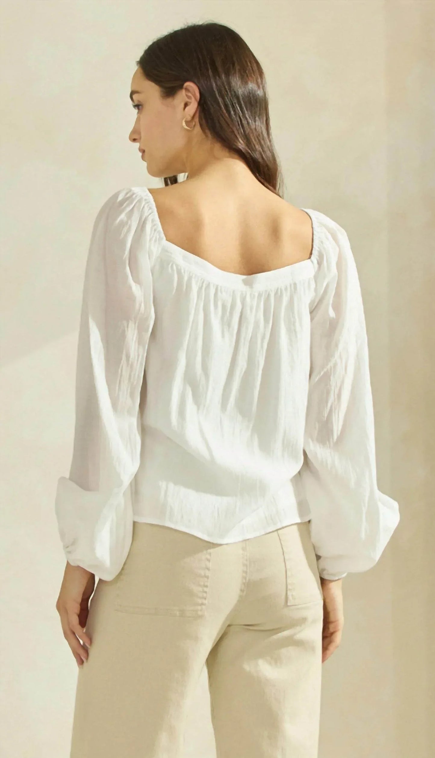 Heart Neck Woven Top