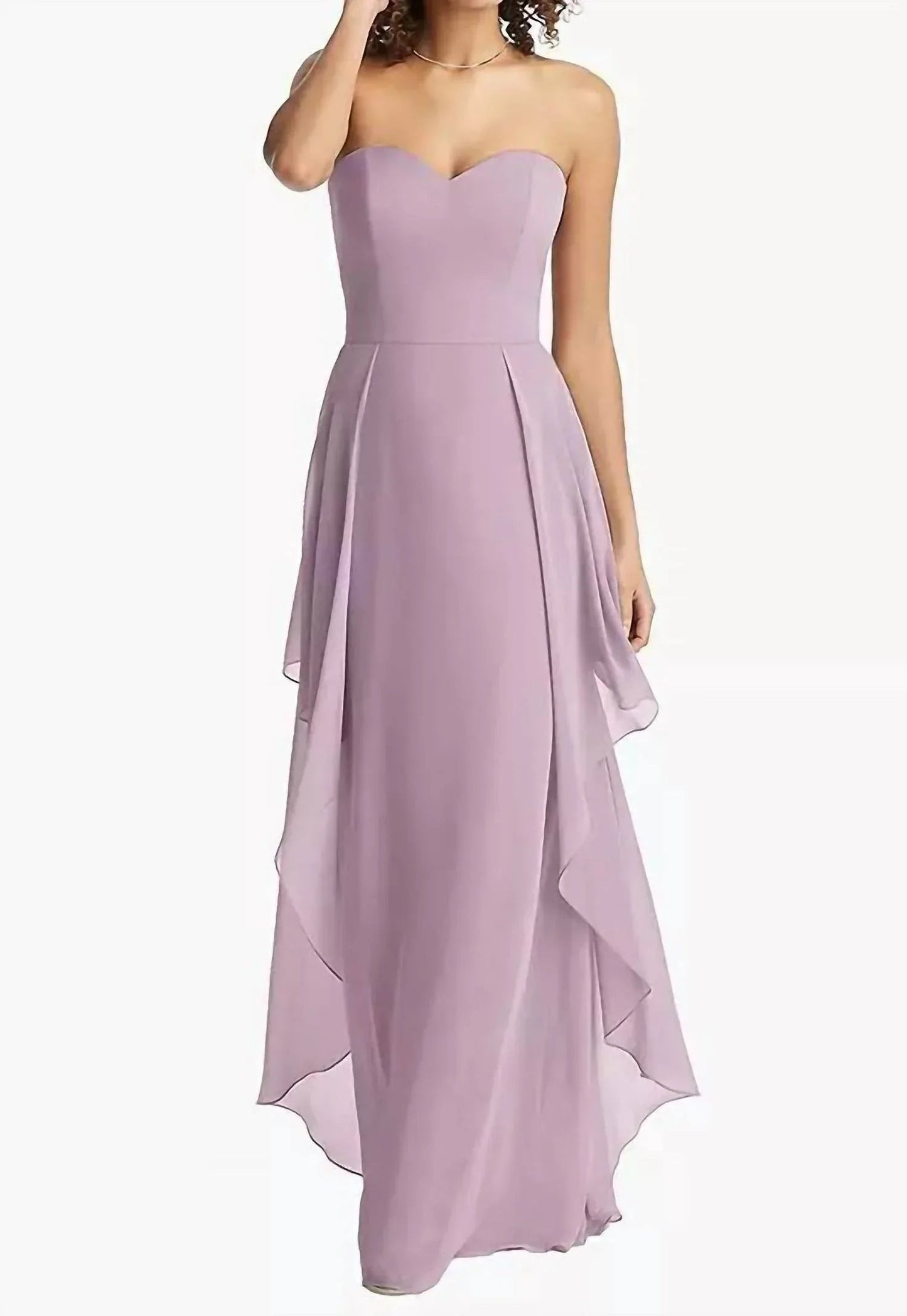 Lux Trägerloses Chiffonkleid