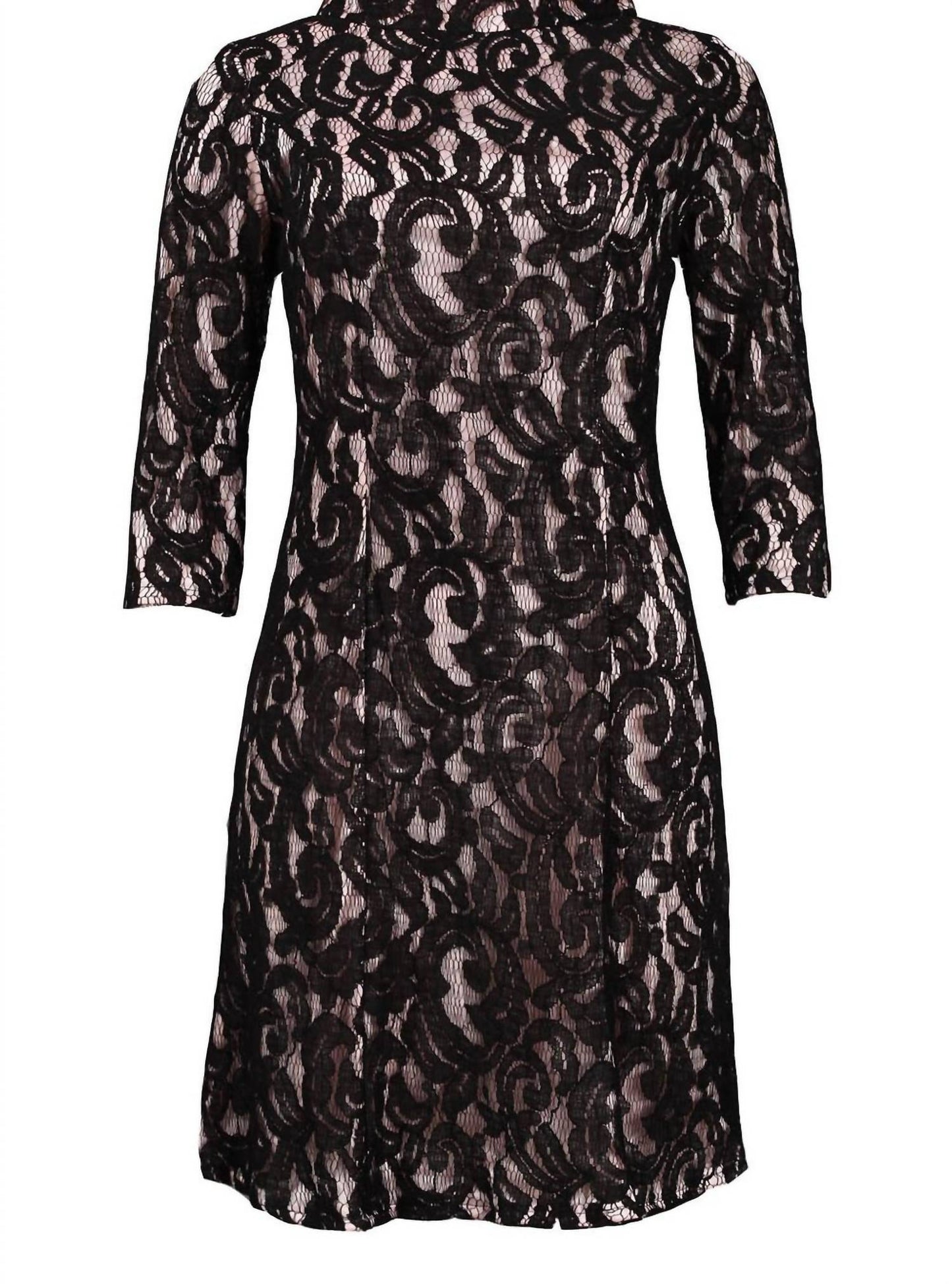 Lace Mock Neck A-line Dress