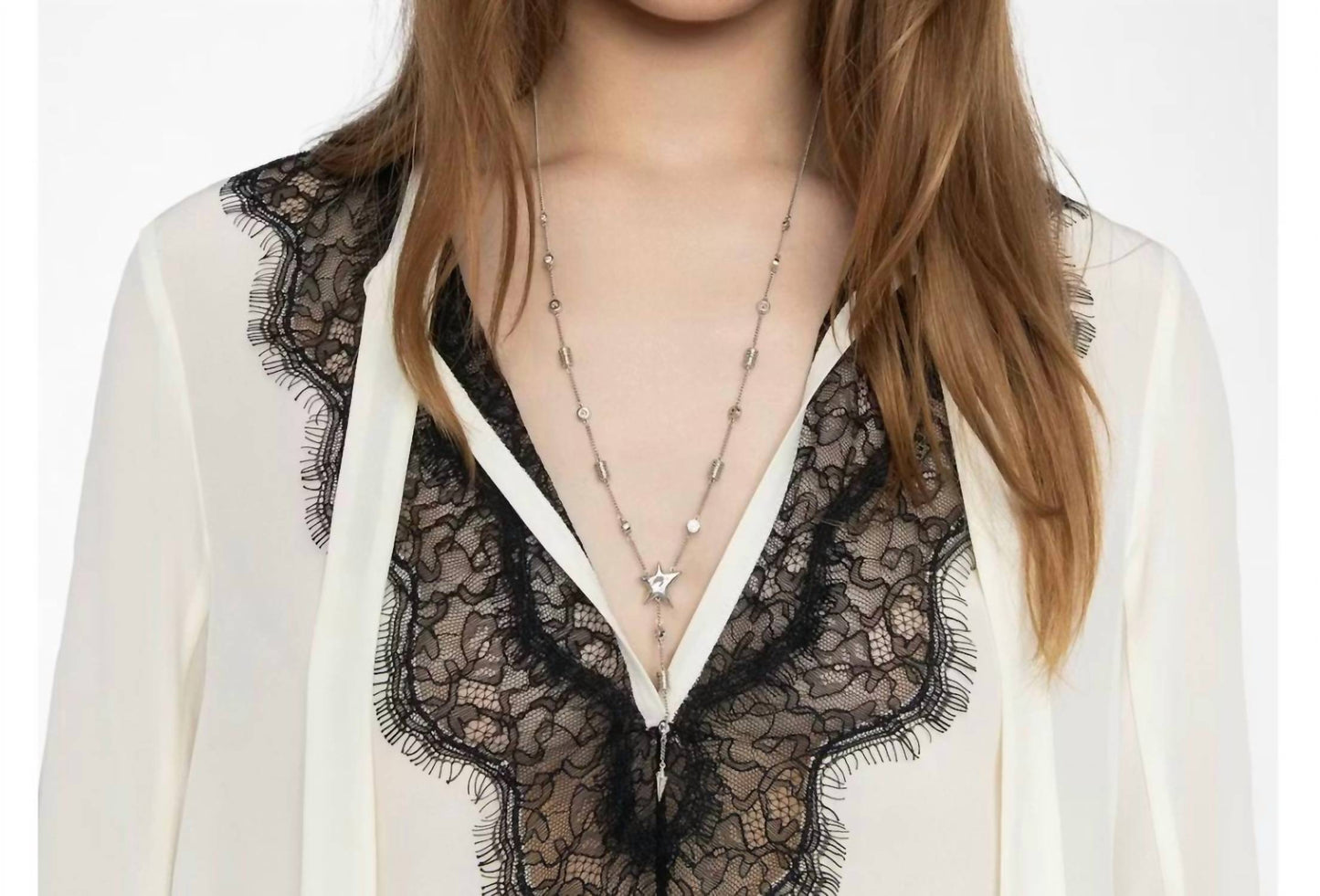 Women's Tuan Lace Trim Silk Blouse
