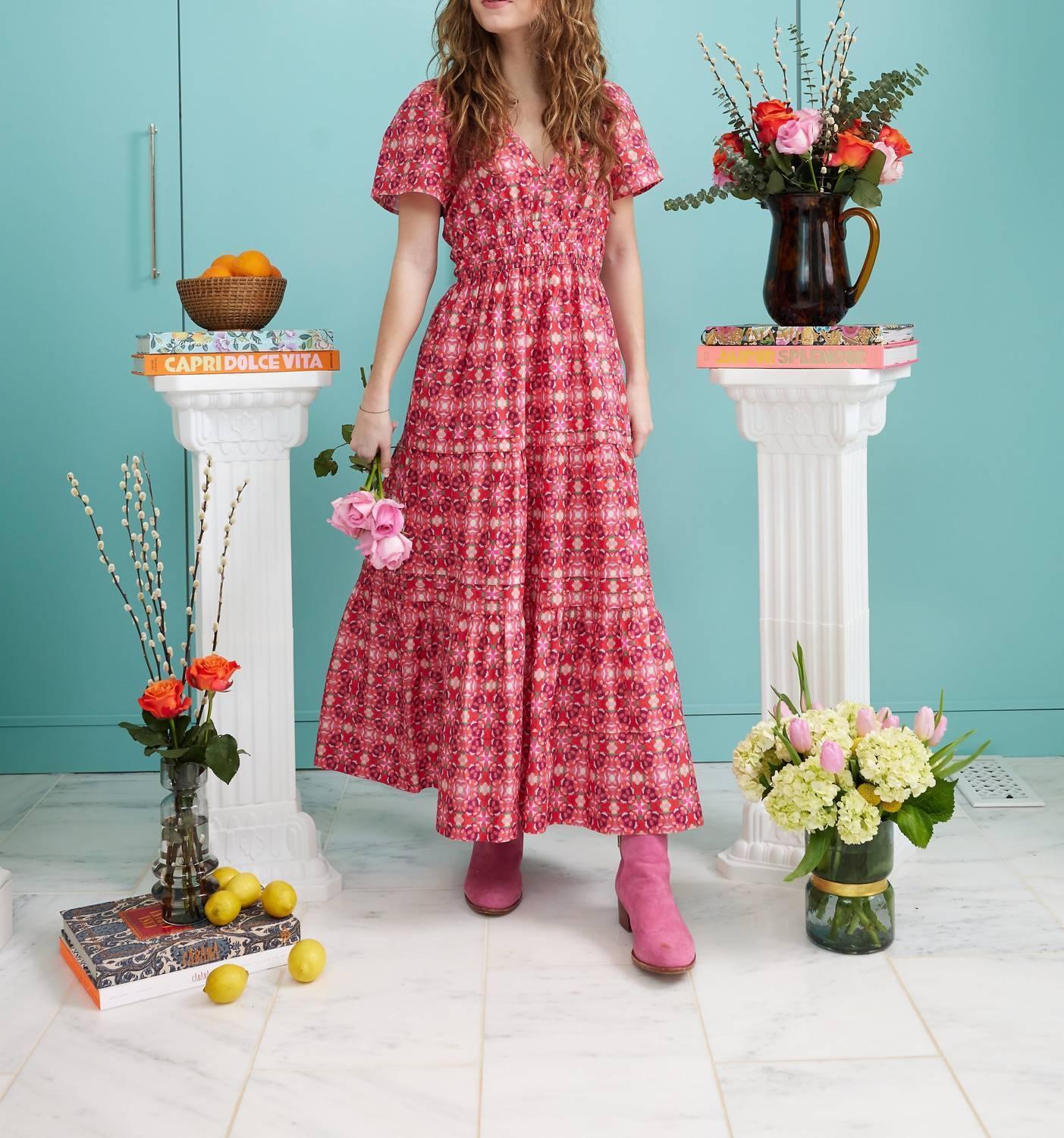 Maxikleid mit tiefem V-Ausschnitt Poppy