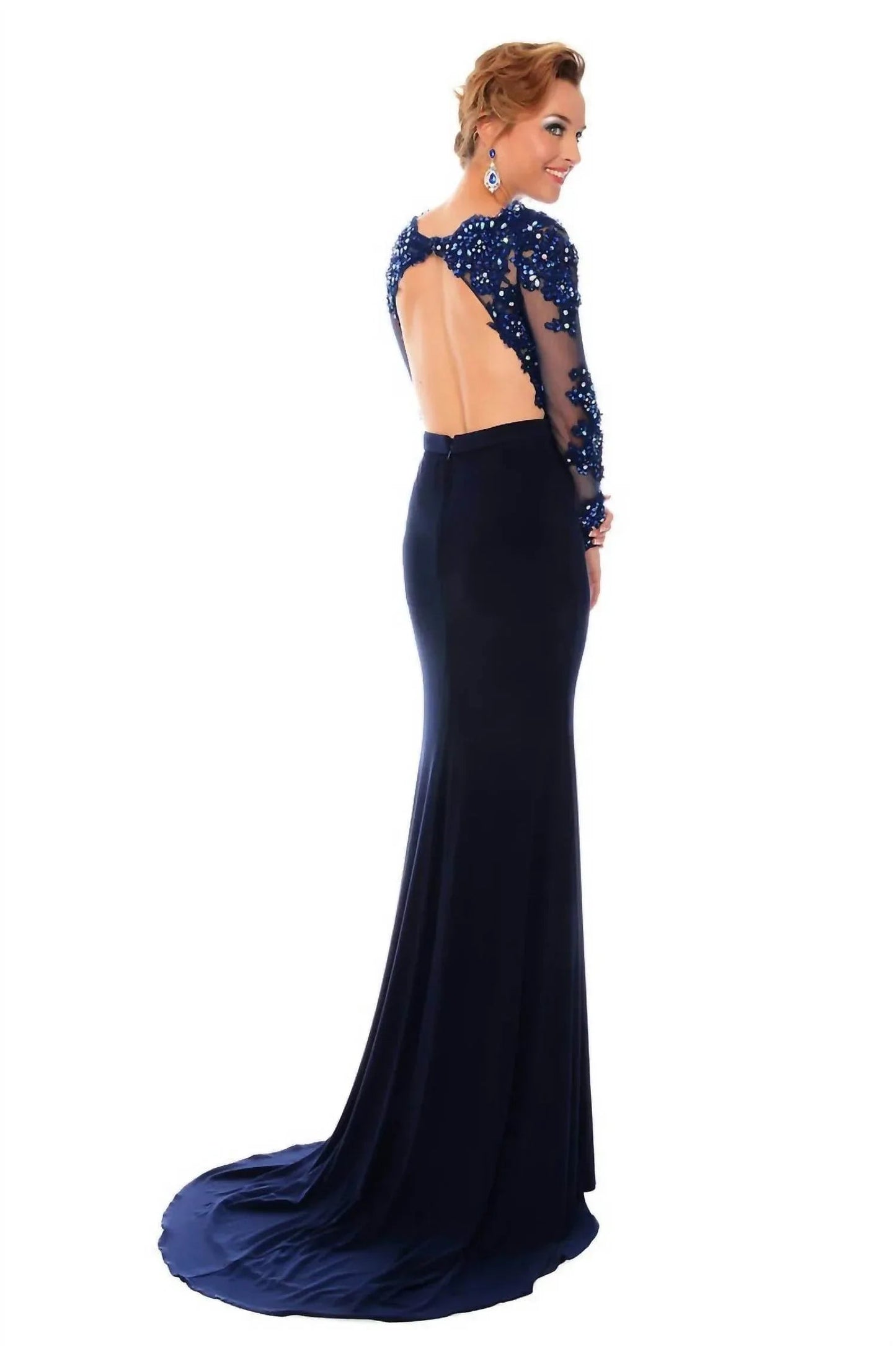 Jersey Lace Hand Beaded Prom Dress